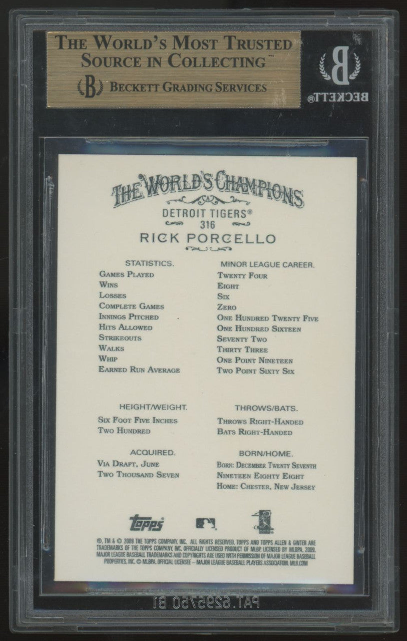 2009 Topps Allen & Ginter Rick Porcello RC SP #316 BGS 9.5