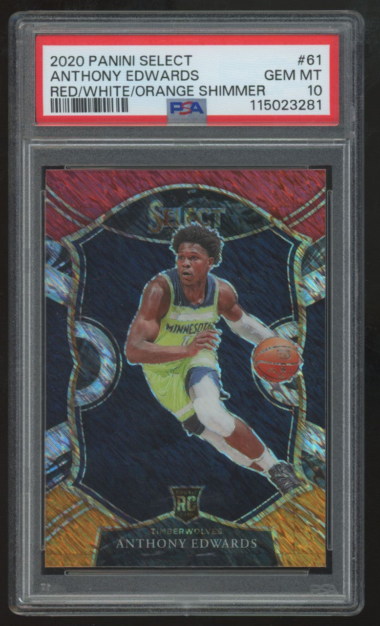 2020-21 Select Anthony Edwards RC Concourse Red/White/Orange Shimmer #61 PSA 10