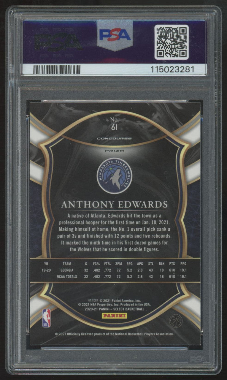 2020-21 Select Anthony Edwards RC Concourse Red/White/Orange Shimmer #61 PSA 10