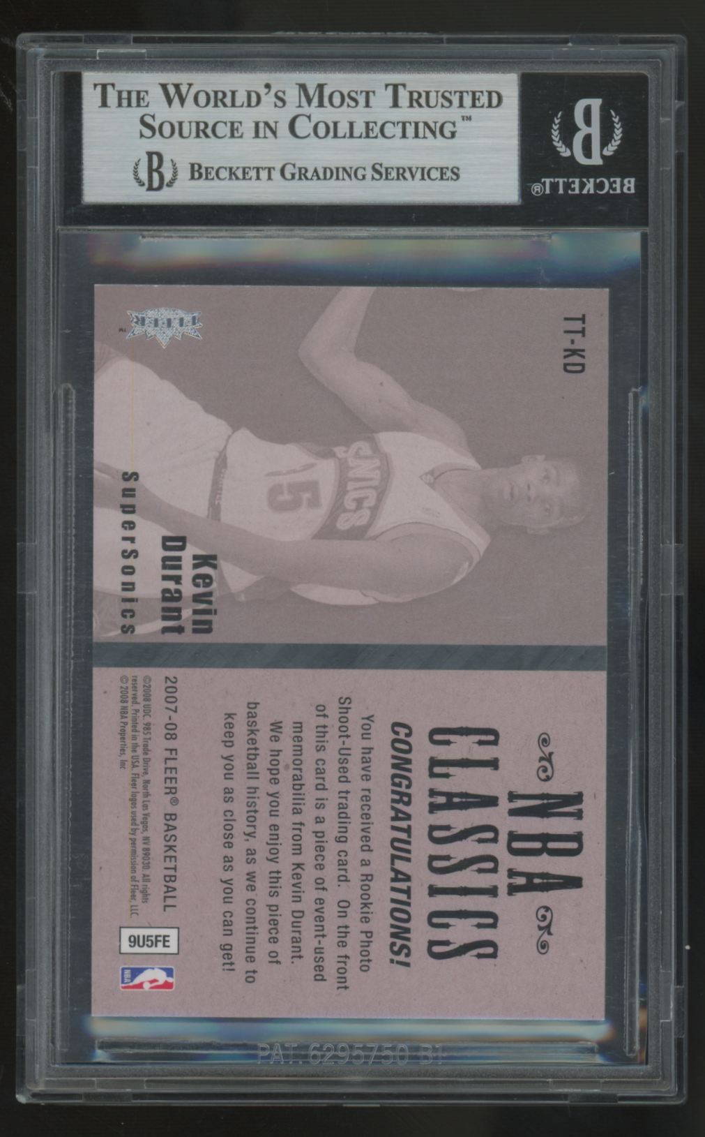 2007-08 Fleer NBA Classics Kevin Durant RC Patch #TT-KD BGS 9