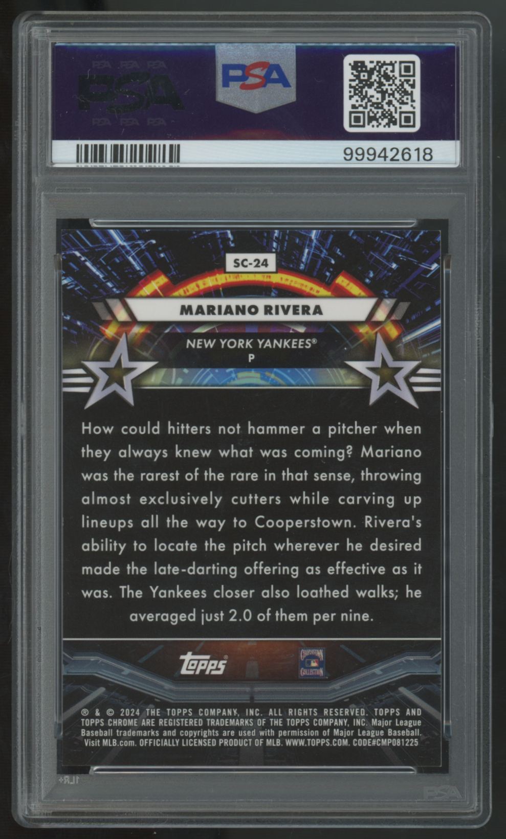 2024 Topps Cosmic Chrome Mariano Rivera Black Eclipse Star Command /10 PSA 10