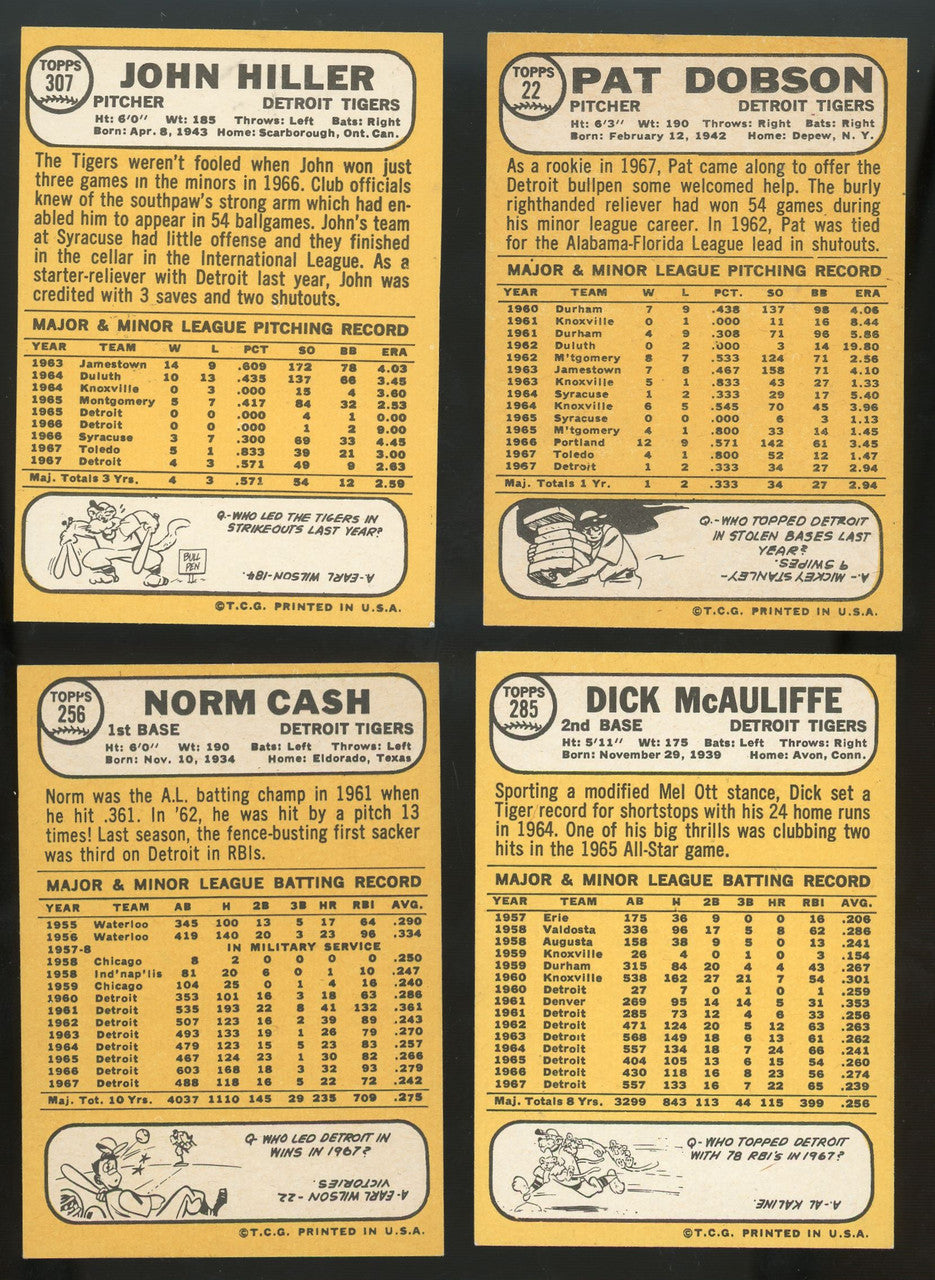 1968 Topps Detroit Tigers Team Set (20) Kaline McLain EX/MT-NM