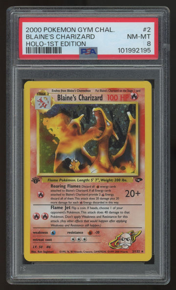 2000 Pokemon Blaine's Charizard Gym Challenge 1st Edition Holo #2 PSA 8
