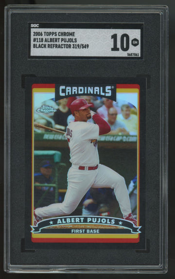2006 Topps Chrome Albert Pujols Black Refractor /549 #118 SGC 10