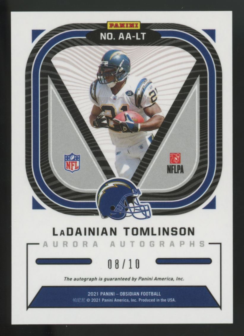 2021 Panini Obsidian LaDainian Tomlinson Green Aurora Auto /10 #AA-LT