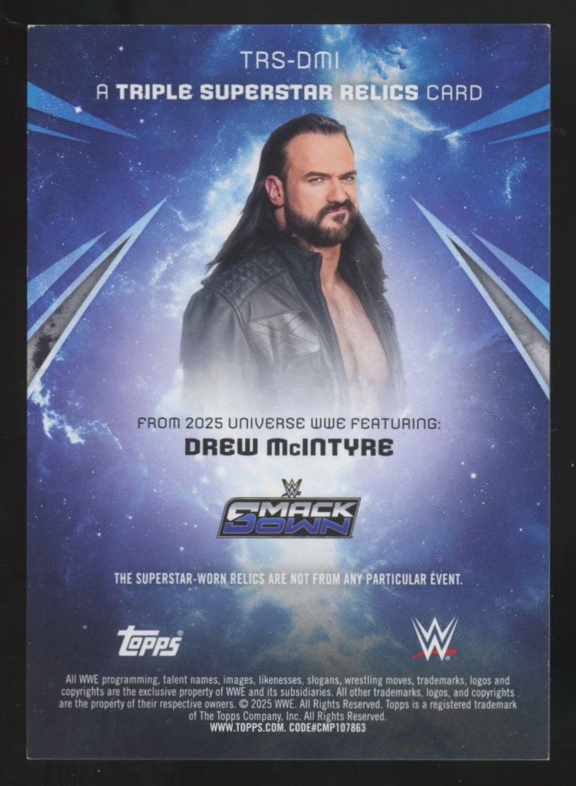 2025 Topps WWE Universe Drew McIntyre Triple Superstar Patch /99 #TRS-DMI