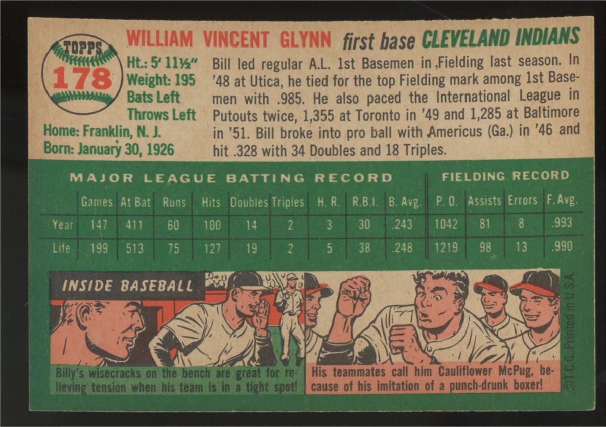 1954 Topps Bill Glynn #178 NM