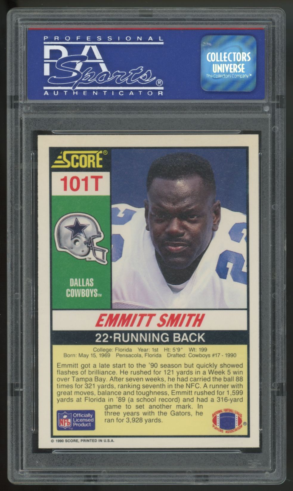 1990 Score Supplemental Emmitt Smith RC #101T PSA 8 *082