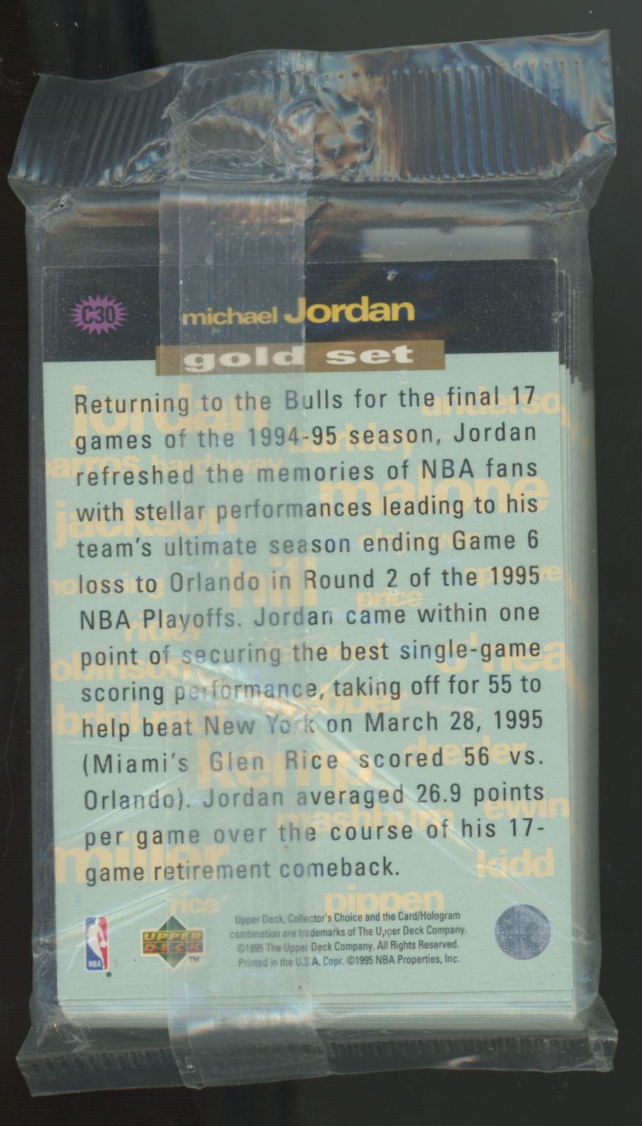 1995-96 UD Collector's Choice Crash The Game Michael Jordan Gold Set Sealed