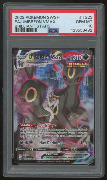 2022 Pokemon Umbreon VMAX Brilliant Stars Full Art #TG23 PSA 10 (B)