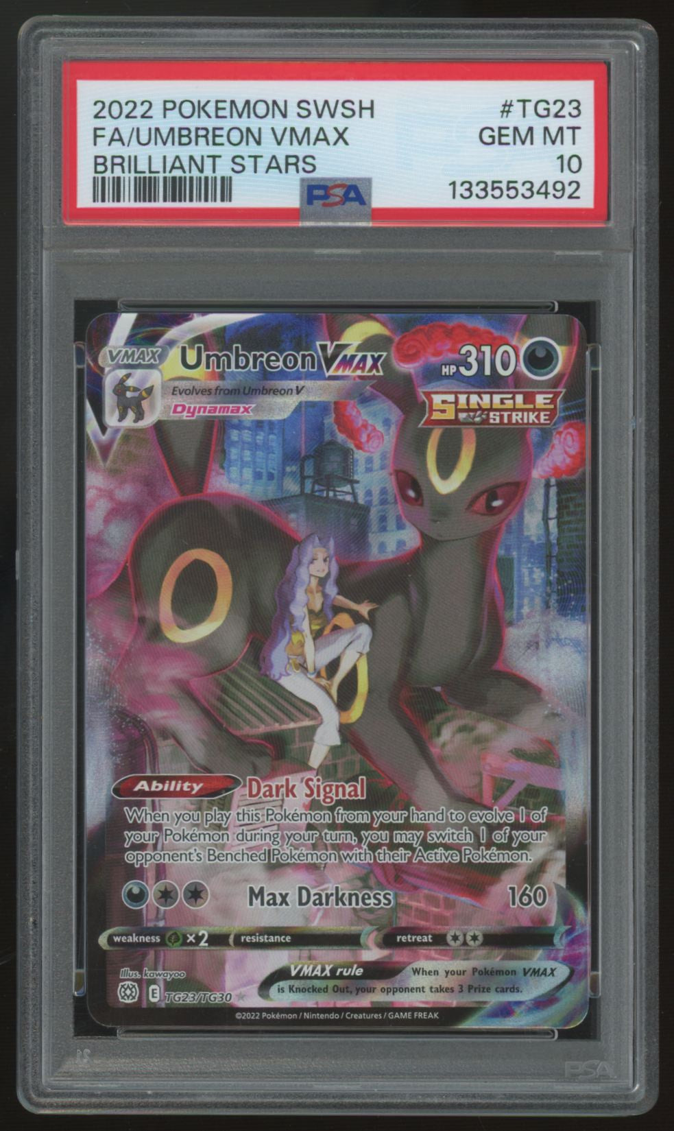 2022 Pokemon Umbreon VMAX Brilliant Stars Full Art #TG23 PSA 10 (B)