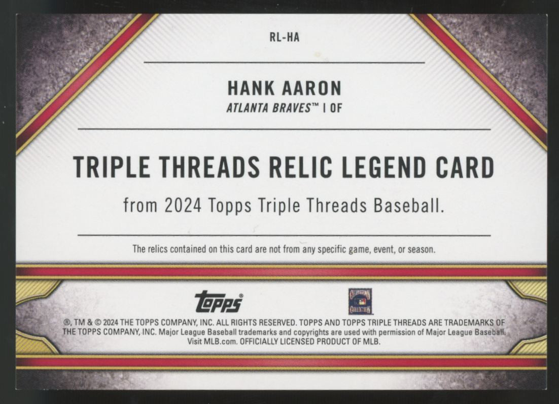 2024 Topps Triple Threads Hank Aaron Amethyst Relic Legend Patch #RL-HA
