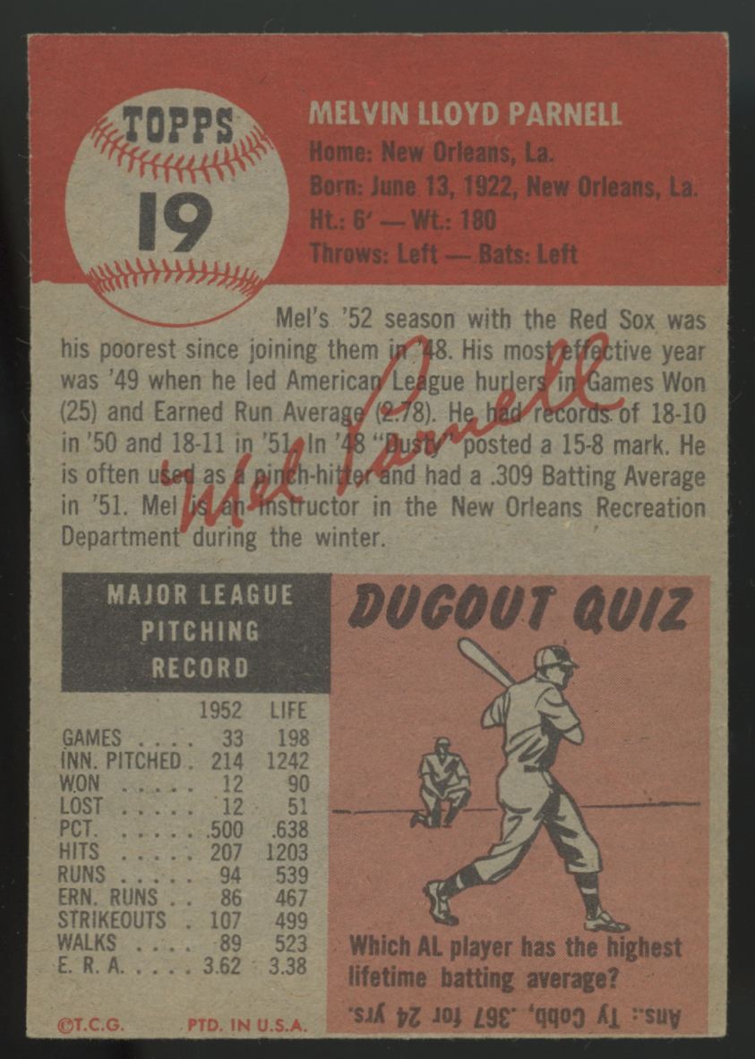 1953 Topps Mel Parnell #19 EX