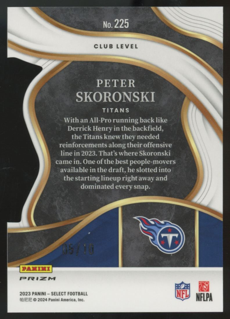 2023 Panini Select Peter Skoronski RC Club Level Gold Prizm Die-Cut /10 #225