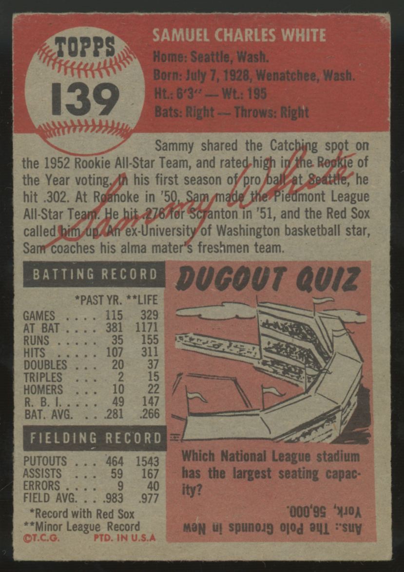 1953 Topps Sammy White #139 VG
