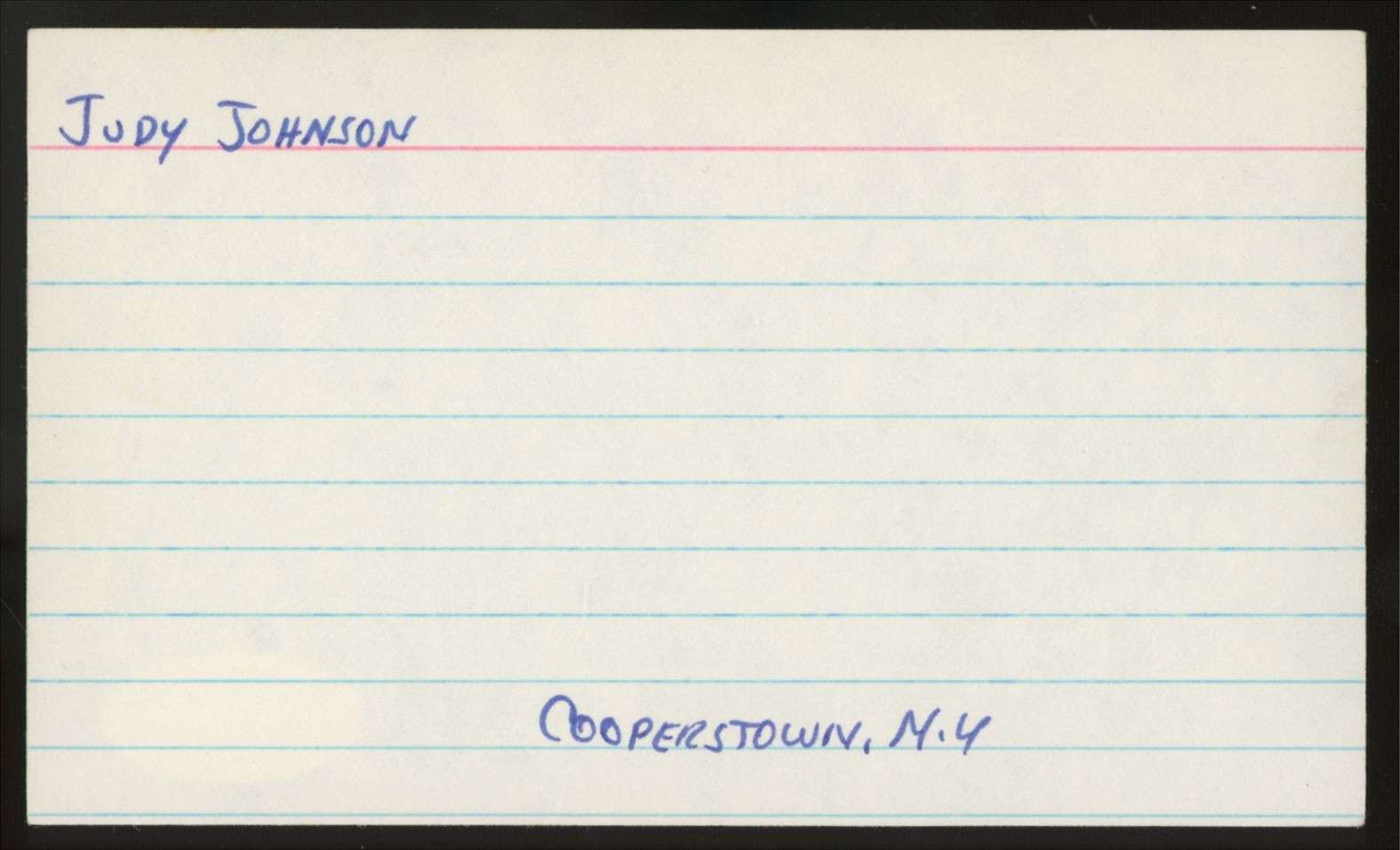 Judy Johnson Signed Autographed Index Card JSA Authentic *426