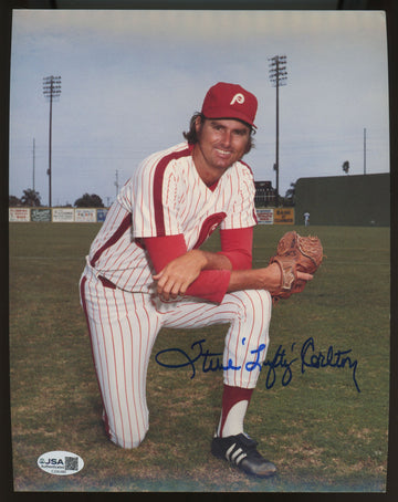 Steve "Lefty" Carlton Signed Autographed Inscribed 8x10 Photo JSA *380