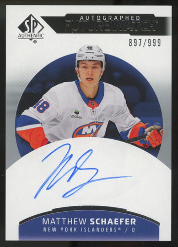 2025-26 Upper Deck SP Authentic Matthew Schaefer RC Future Watch Auto /999 #168