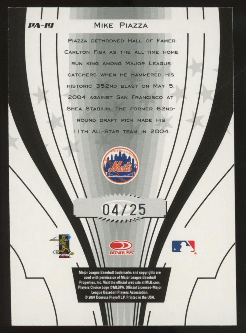 2005 Donruss Baseball Mike Piazza Power Alley Green /25 #PA-19