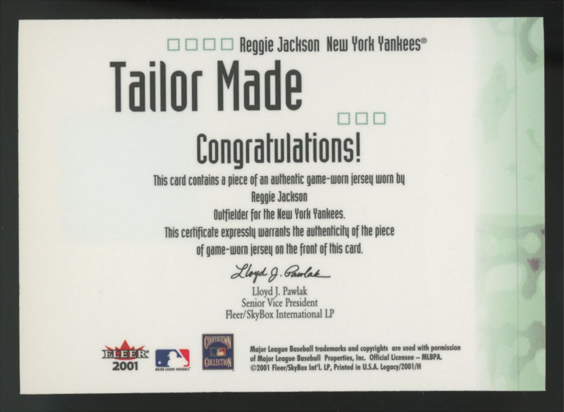 2001 Fleer Legacy Reggie Jackson Tailor Made Patch