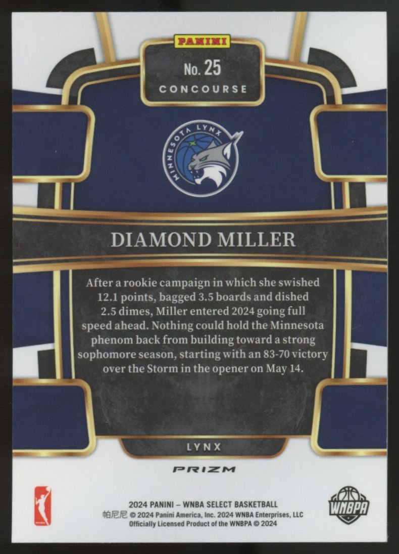 2024 Select WNBA Diamond Miller Tiger Stripe Prizm SSP #25