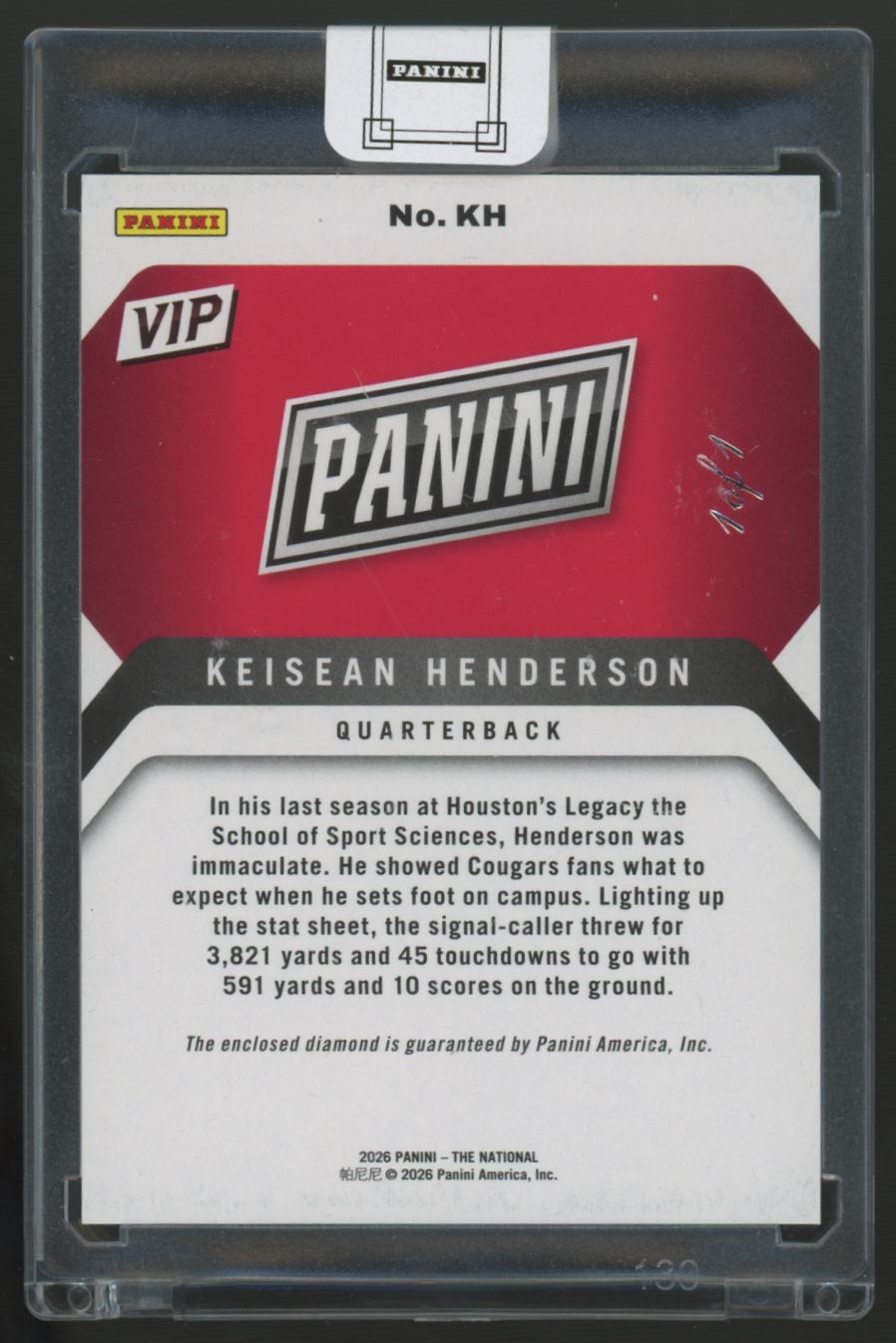 2026 Panini VIP NSCC Gem Box Keisean Henderson Purple Diamond 1/1 #KH