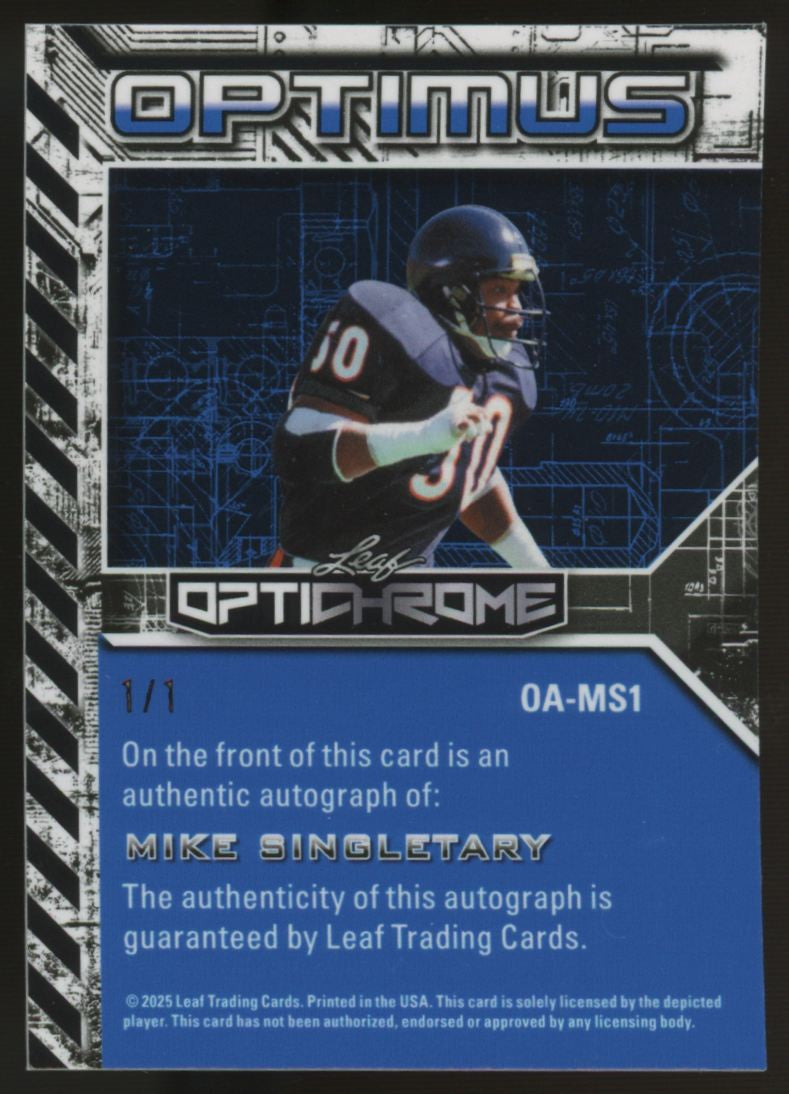 2025 Leaf Optichrome Mike Singletary Optimus Auto 1/1 #OA-MS1