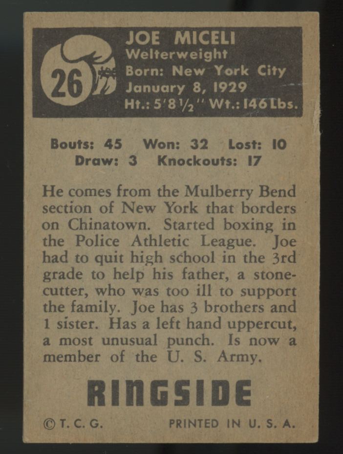 1951 Topps Ringside Joe Miceli #26 EX