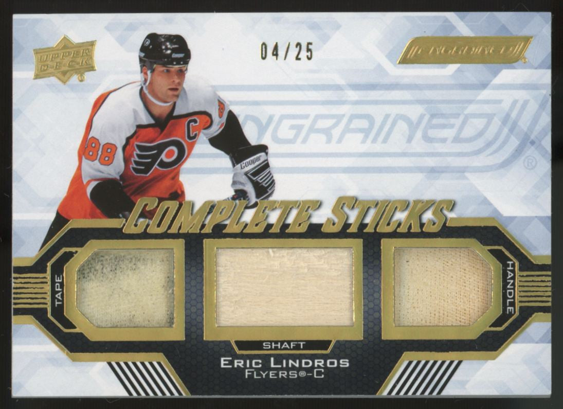 2023/24 UD Engrained Eric Lindros Complete Sticks Triple Relic Gold /25 #CS-EL