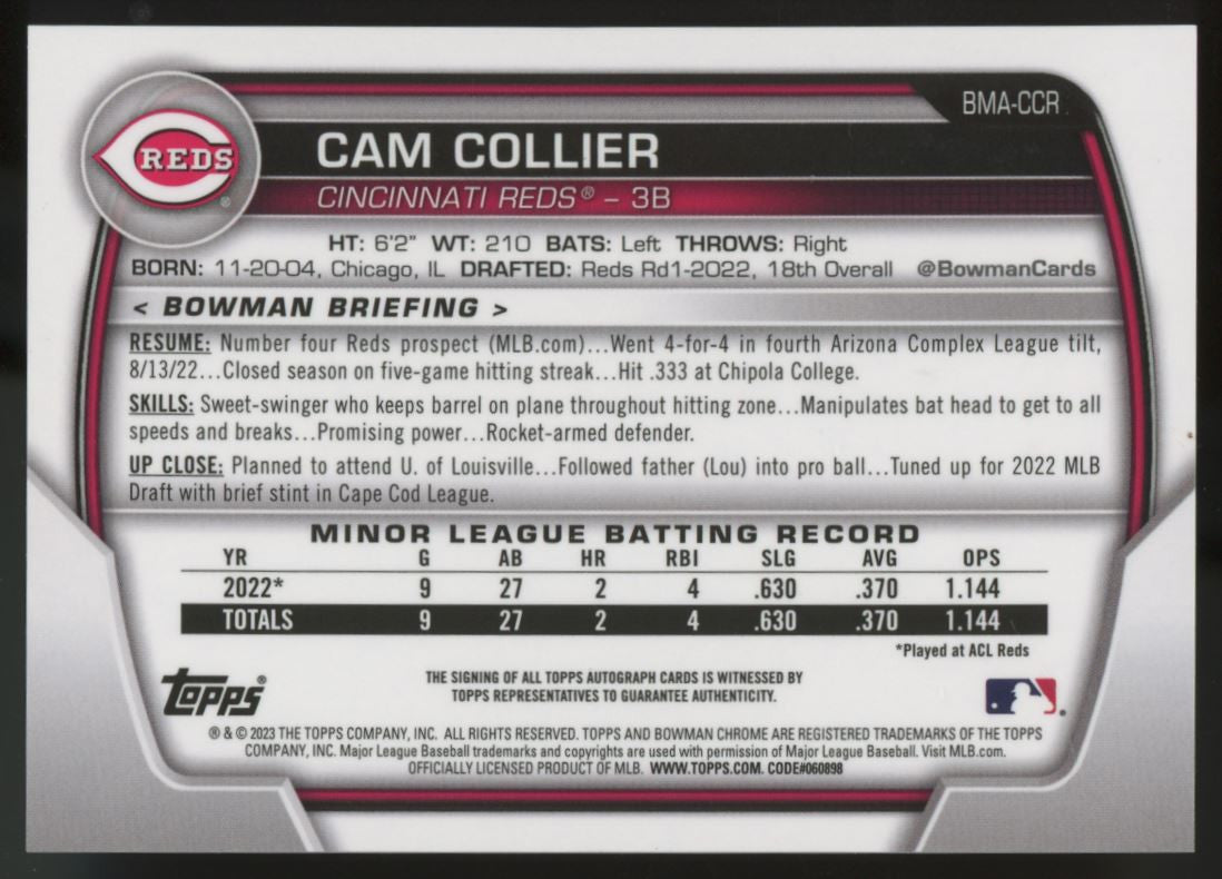 2023 Bowman Chrome Mega Cam Collier Auto Green /99 #BMA-CCR