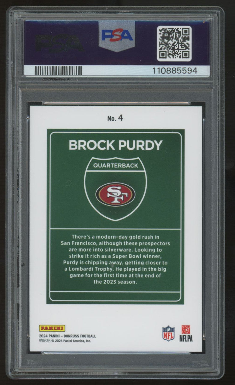 2024 Panini Donruss Brock Purdy Downtown! SSP #4 PSA 9