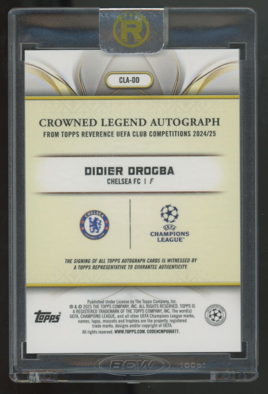 2024-25 Topps Reverence UEFA Competitions Didier Drogba Crowned Legend Auto /99