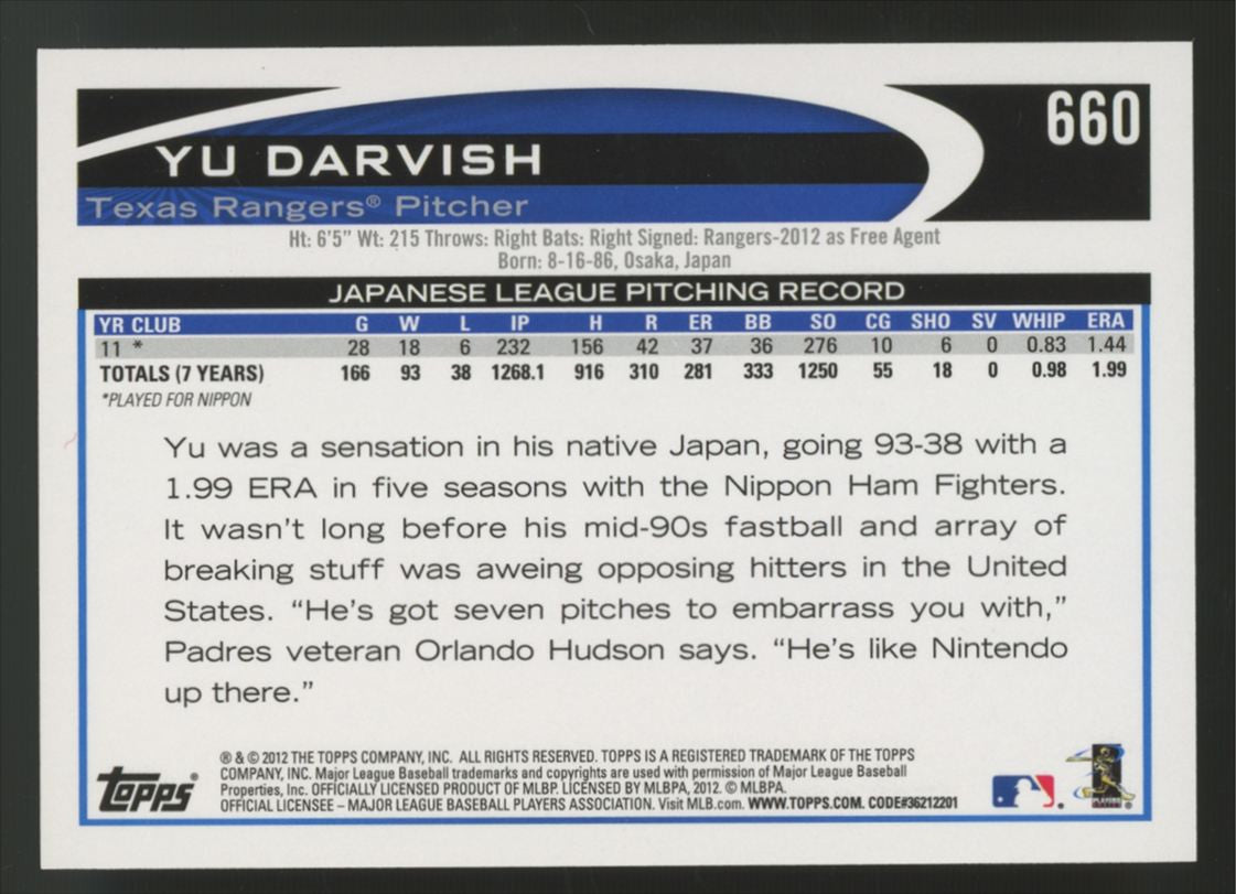 2012 Topps Baseball Complete Set (660) Trout Darvish RC