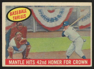 1959 Topps Baseball Thrills Mickey Mantle Hits 42nd Homer #461 VG/EX-EX "A"