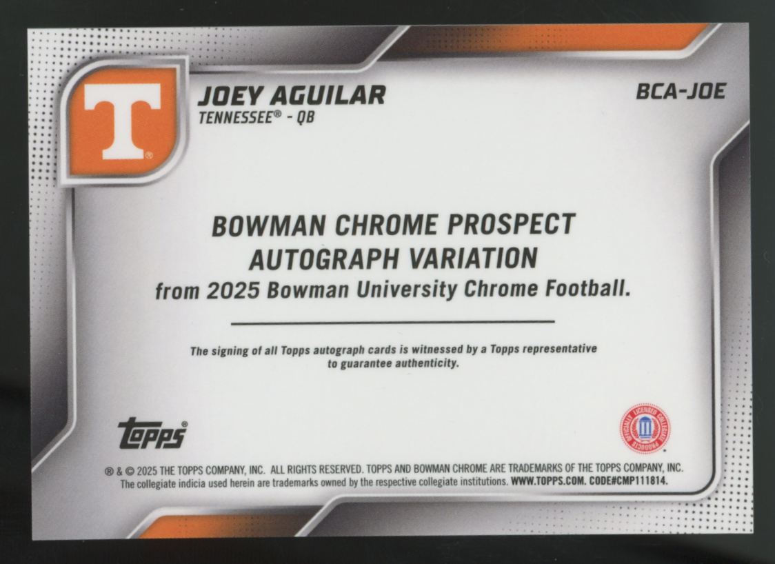 2025 Bowman Chrome University Joey Aguilar Prospect Variation Auto #BCA-JOE