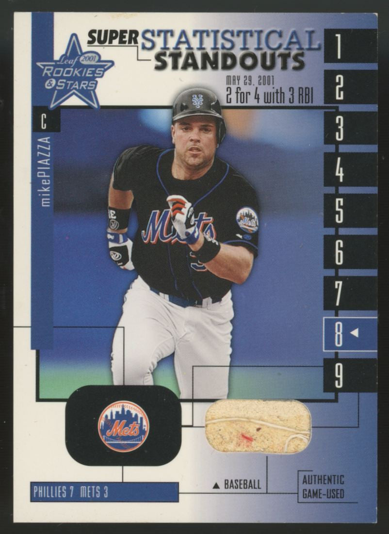 2001 Leaf Rookies & Stars Mike Piazza Super Statistical Standouts Ball Relic /50