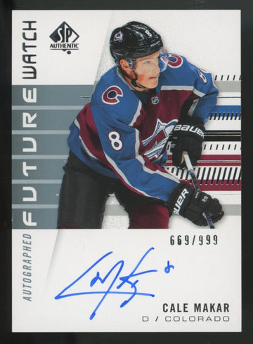 2019-20 Upper Deck SP Authentic Cale Makar RC Future Watch Auto /999 #149