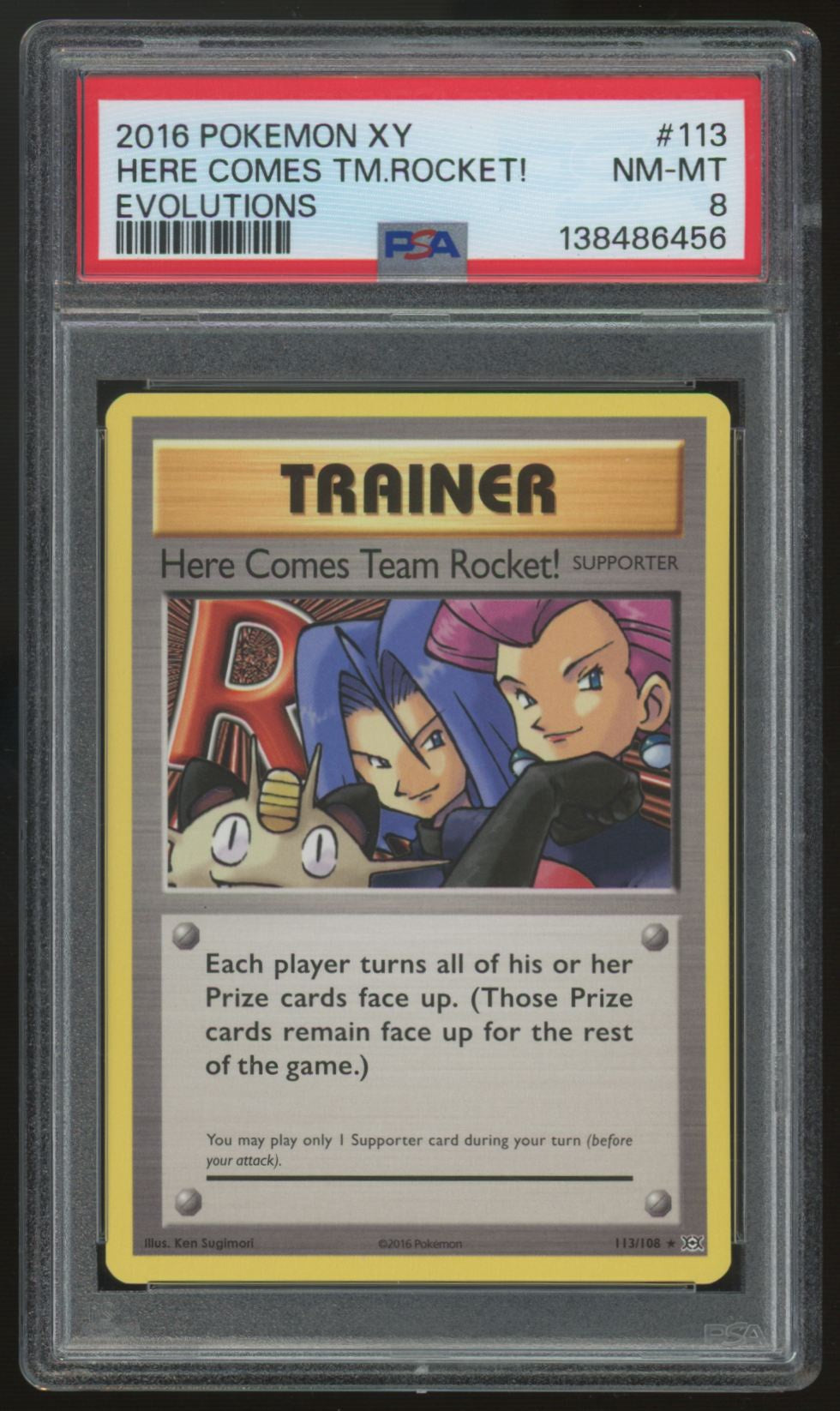 2016 Pokemon Here Comes Team Rocket! Evolutions #113 PSA 8