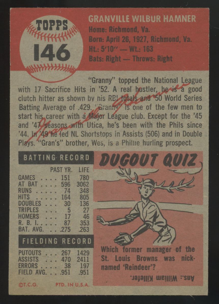 1953 Topps Granville Hamner #146 NM
