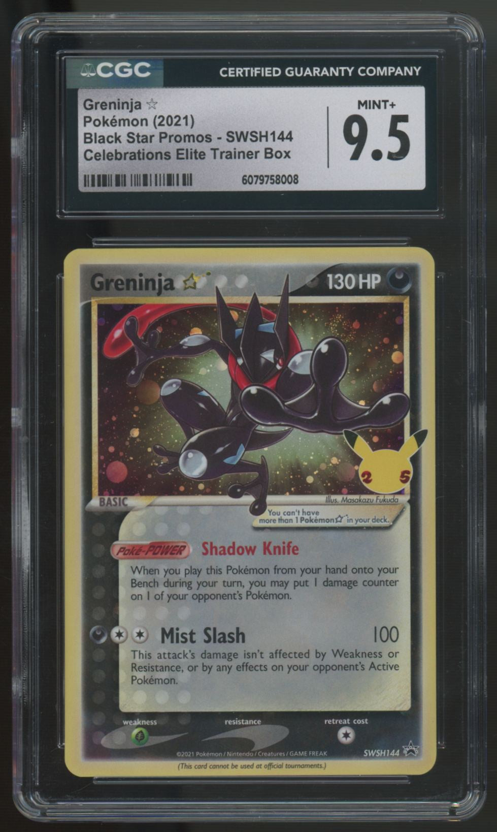 2021 Pokemon Greninja Gold Star Celebration ETB Promo #SWSH144 CGC 9.5