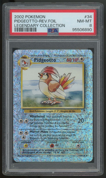 2002 Pokemon Pidgeotto Legendary Collection Reverse Foil #34 PSA 8