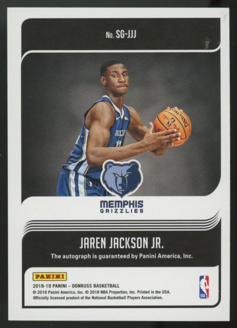 2018-19 Panini Donruss Jaren Jackson Jr. Signature Series Auto #SG-JJJ