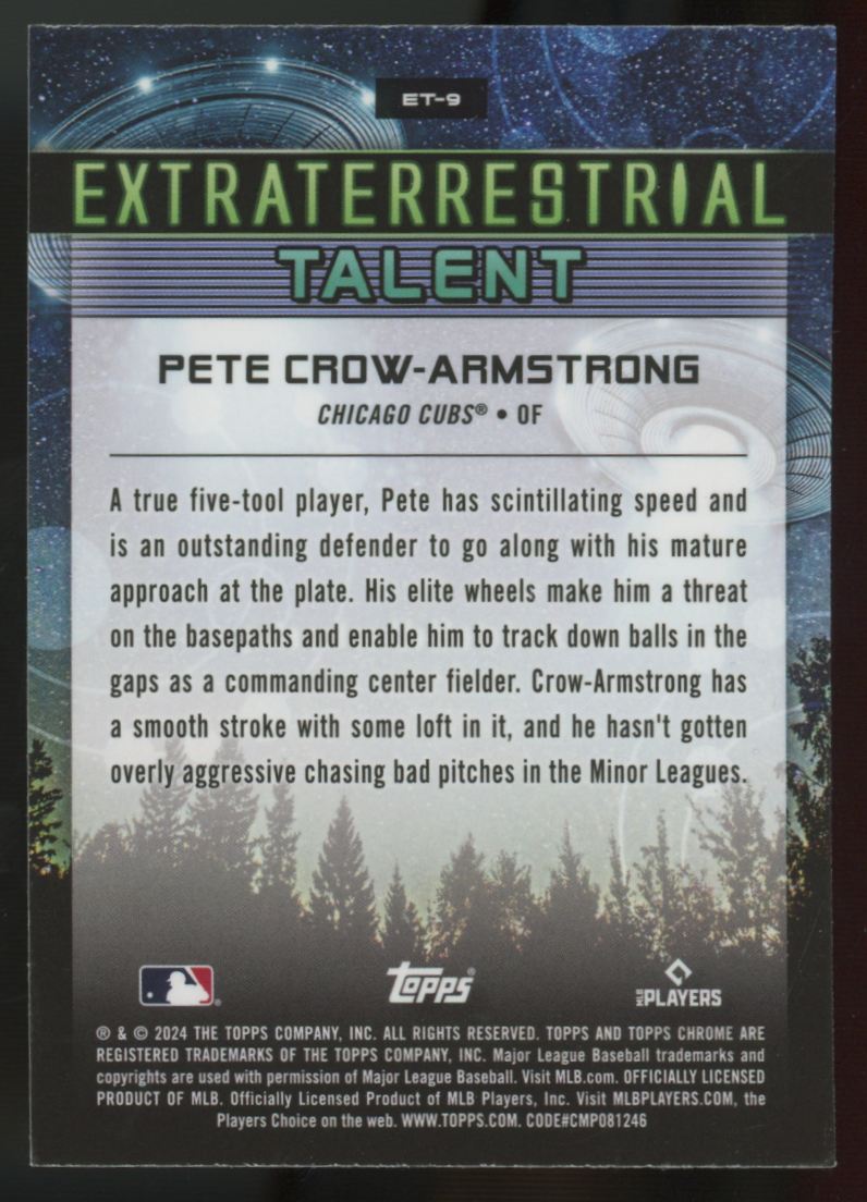 2024 Topps Chrome Cosmic Pete Crow-Armstrong RC Extraterrestrial Talent #ET-9