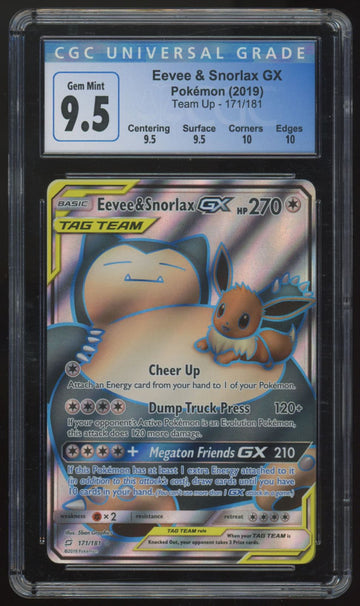 2019 Pokemon Eevee & Snorlax GX Team Up #171 CGC 9.5
