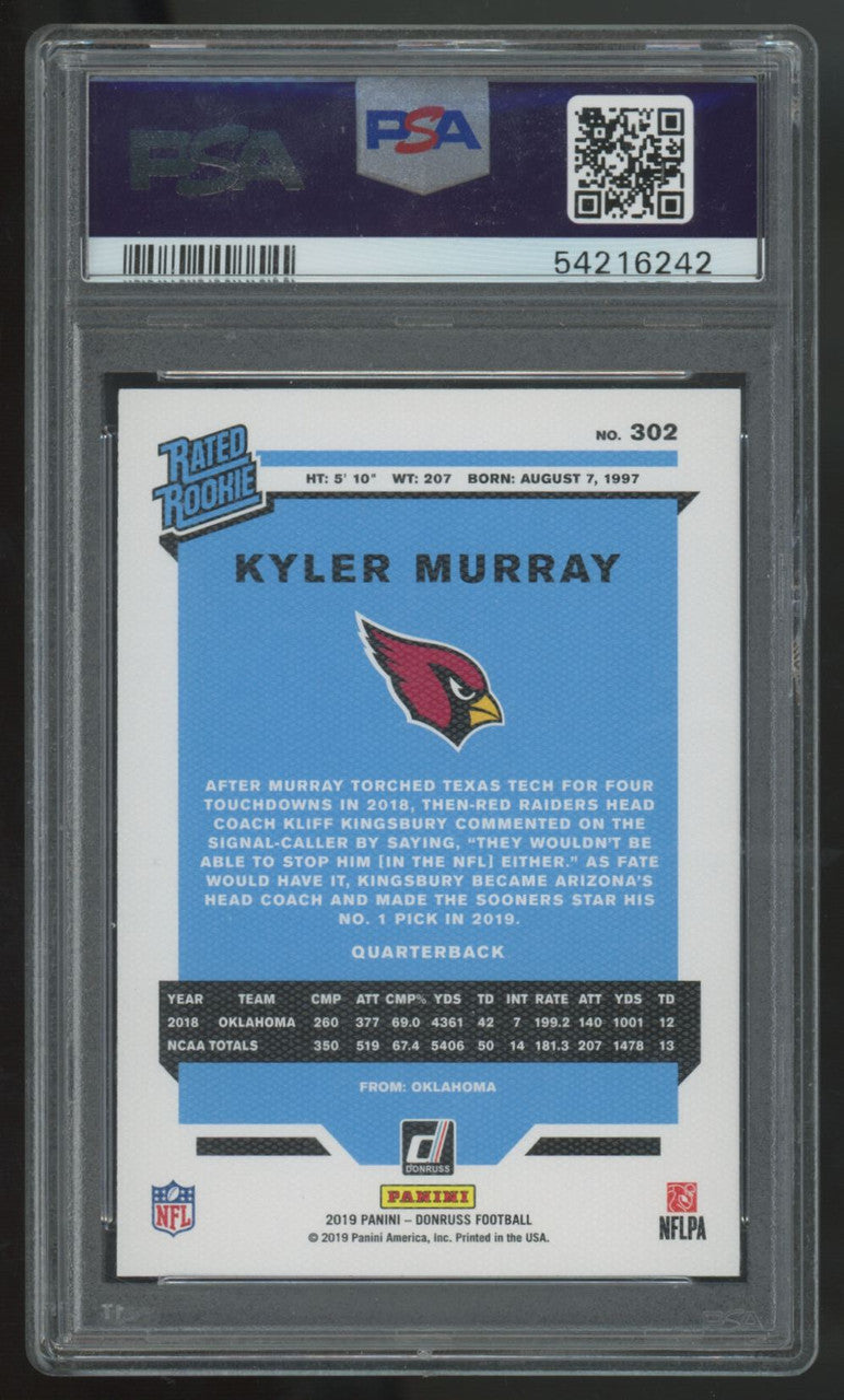 2019 Panini Donruss Kyler Murray RC Rated Rookie Canvas #302 PSA 10