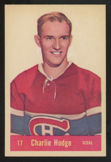 1957-58 Parkhurst Charlie Hodge RC #17 VG-VG/EX (Wrinkle)