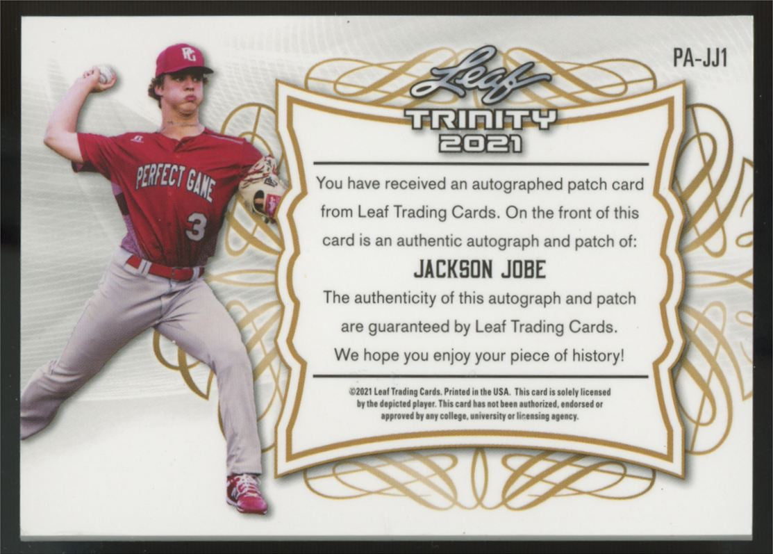 2021 Leaf Trinity Jackson Jobe RC Patch Auto RPA /10 #PA-JJ1