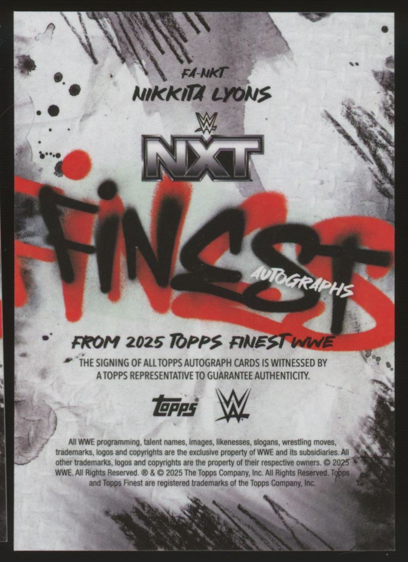 2025 Topps Finest WWE Nikkita Lyons Finest Autographs Blue X-Fractor /75 #FA-NKT