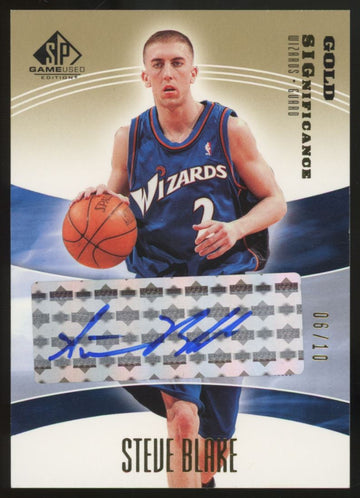 2004-05 Upper Deck SP Game Used Steve Blake Gold Significance Auto /10 #SIG-BL