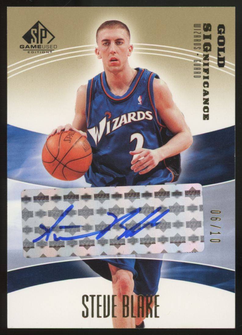 2004-05 Upper Deck SP Game Used Steve Blake Gold Significance Auto /10 #SIG-BL